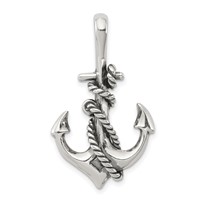 Sterling Silver Antiqued Anchor and Rope Pendant view 1