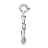 Sterling Silver Rhodium-plated Preciosa Crystals and Blue Enamel Anchor Charm view 2