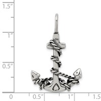 Sterling Silver 3D Antiqued Anchor and Rope Pendant view 3