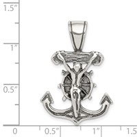 Sterling Silver Antiqued Mariner's Crucifix Pendant view 3