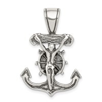 Sterling Silver Antiqued Mariner's Crucifix Pendant view 1