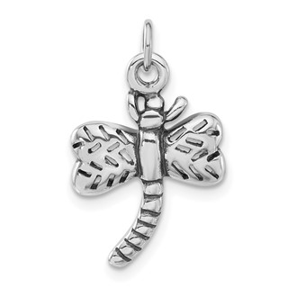 Sterling Silver Polished & Antiqued Dragonfly Charm