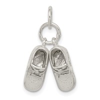 Sterling Silver Polished Pair of Baby Shoes Charm view 1