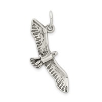 Sterling Silver Antiqued Wing Spread Seagull Charm view 3