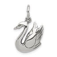 Sterling Silver Antiqued Swan Charm view 1