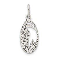 Sterling Silver Antiqued Crane in Oval Frame Charm view 4