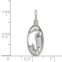 Sterling Silver Antiqued Crane in Oval Frame Charm view 3