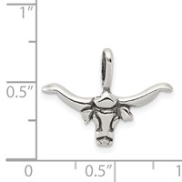 Sterling Silver Bull Pendant with Horns view 3
