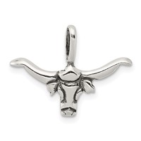 Sterling Silver Bull Pendant with Horns view 1