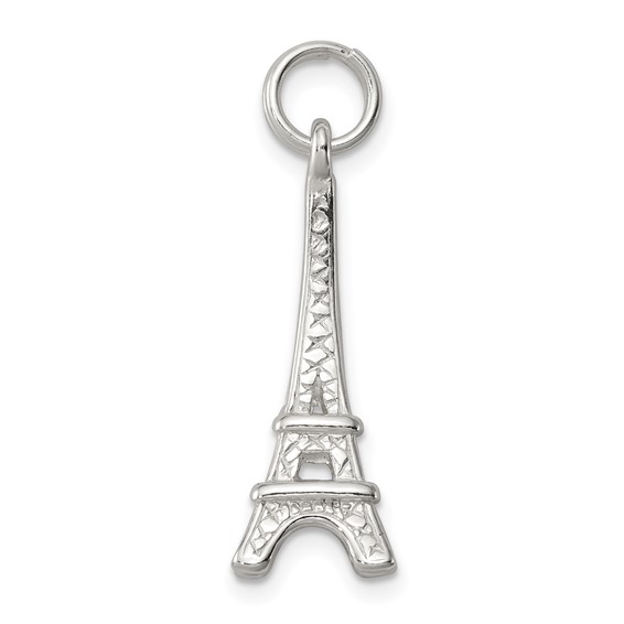 Sterling Silver Rhodium-plated Eiffel Tower Charm