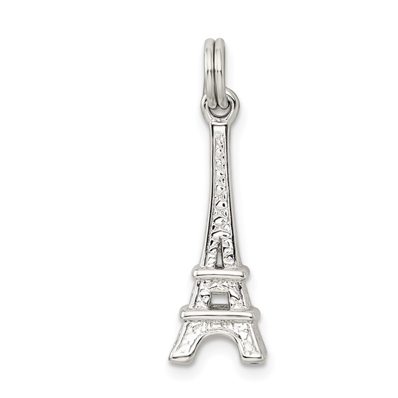 Sterling Silver Rhodium-plated Eiffel Tower Charm