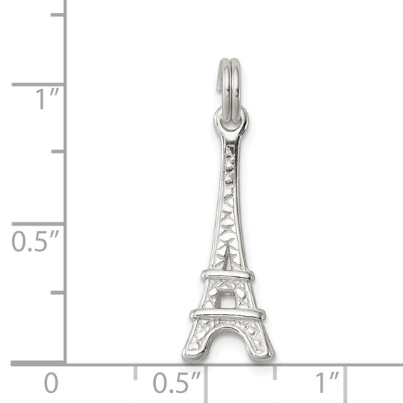 Sterling Silver Rhodium-plated Eiffel Tower Charm