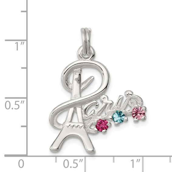 Sterling Silver Multi-color Preciosa Crystal Paris Charm