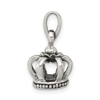 Sterling Silver Antiqued Crown Pendant view 2