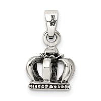 Sterling Silver Antiqued Crown Pendant view 4