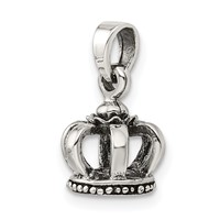 Sterling Silver Antiqued Crown Pendant view 5