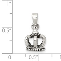 Sterling Silver Antiqued Crown Pendant view 3
