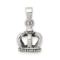 Sterling Silver Antiqued Crown Pendant view 1