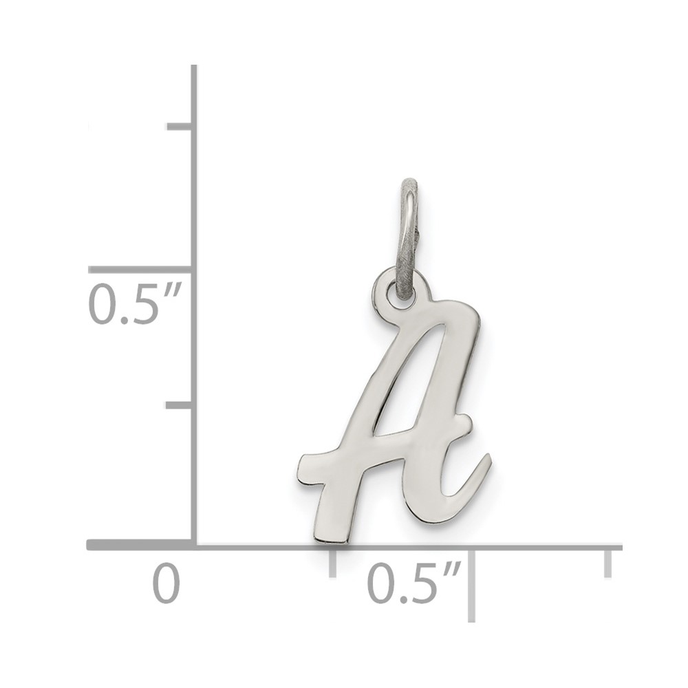 Sterling Silver Rhodium-plated Script Letter A Initial Charm (QC5080A)