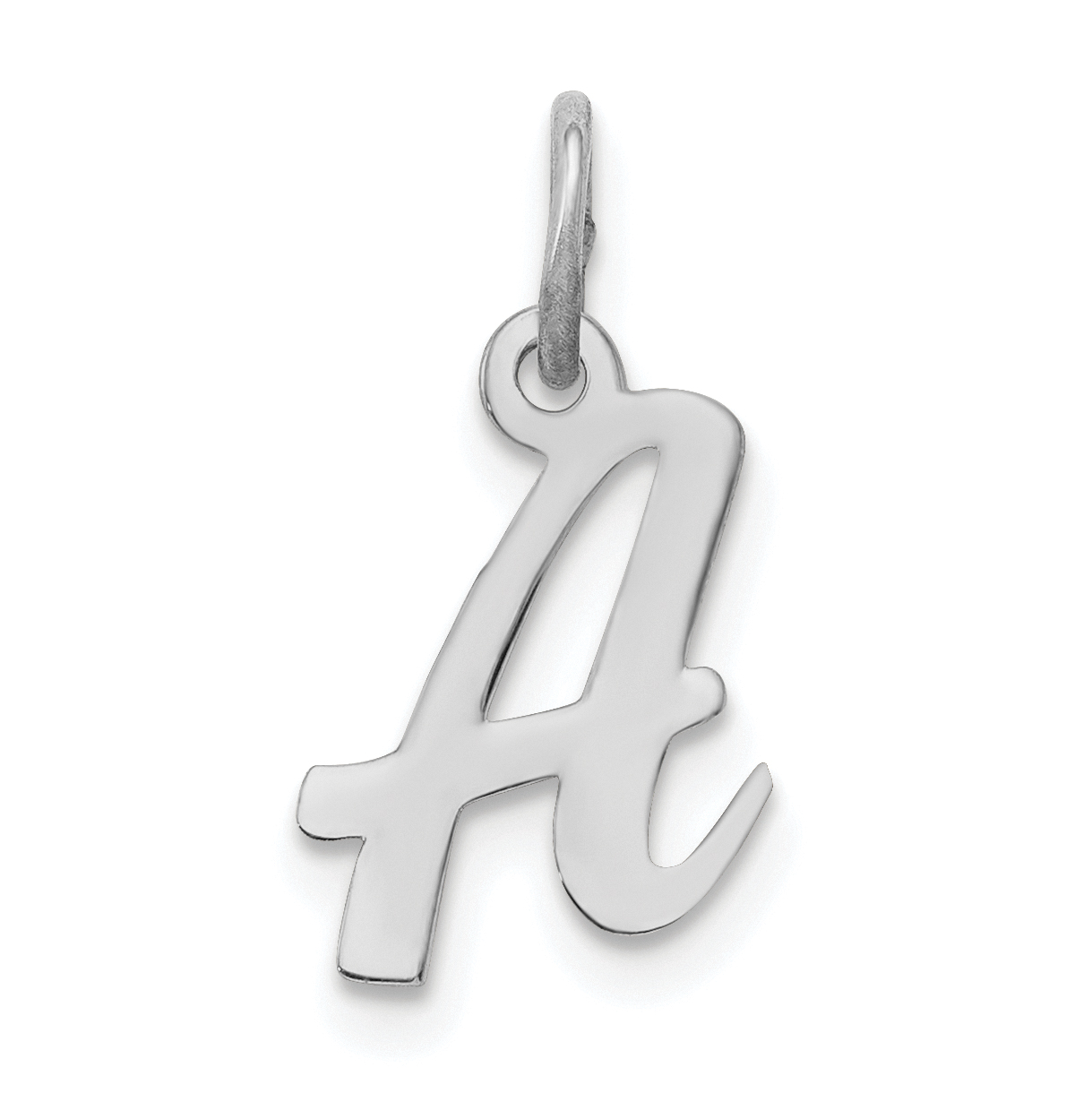 Sterling Silver Rhodium-plated Script Letter A Initial Charm (QC5080A)