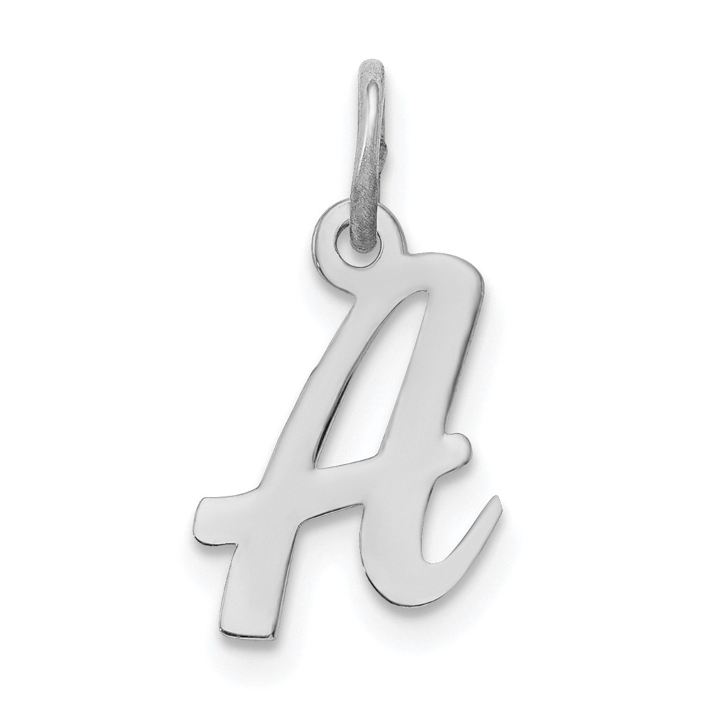 Sterling Silver Rhodium-plated Script Letter A Initial Charm (QC5080A)
