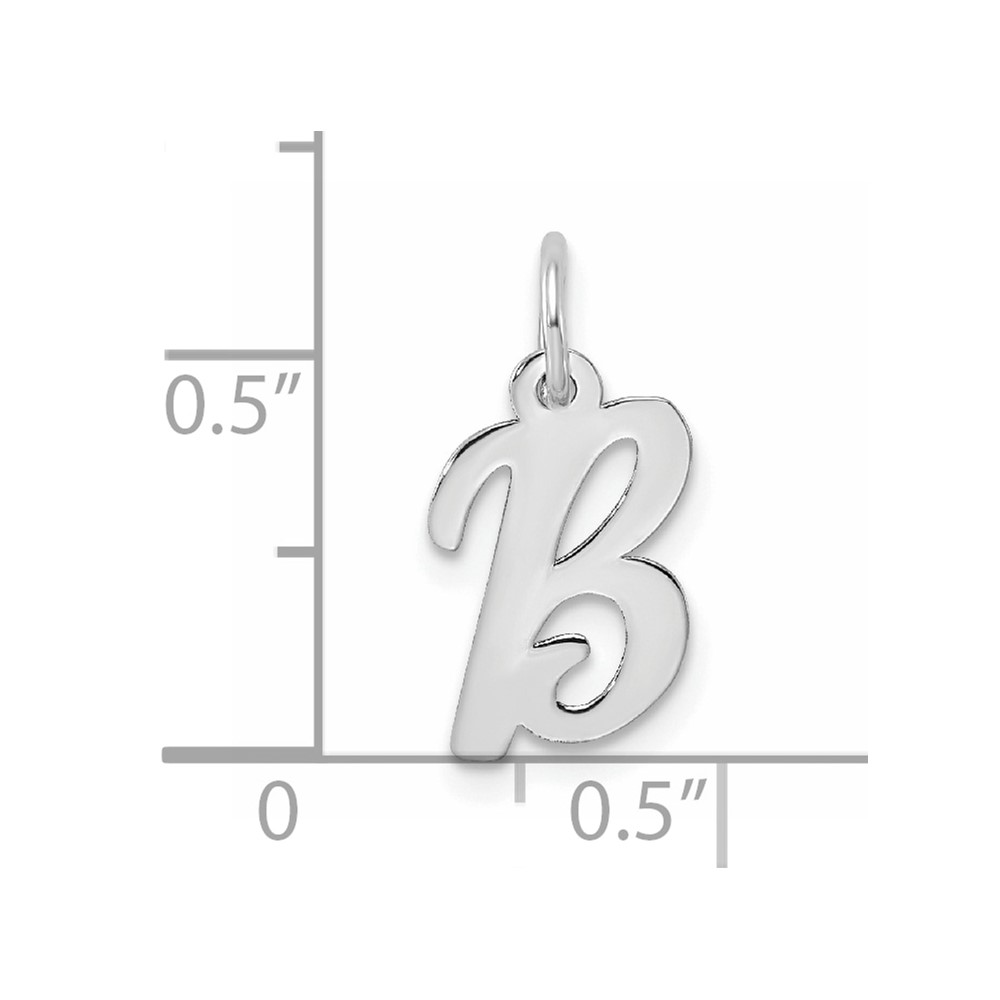 Sterling Silver Rhodium-plated Script Letter B Initial Charm (QC5080B)