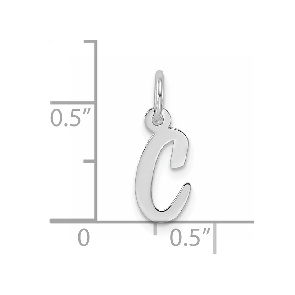Sterling Silver Rhodium-plated Script Letter C Initial Charm (QC5080C)