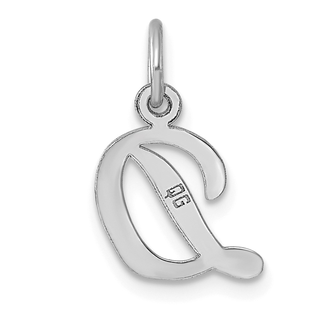 Sterling Silver Rhodium-plated Script Letter D Initial Charm (QC5080D)