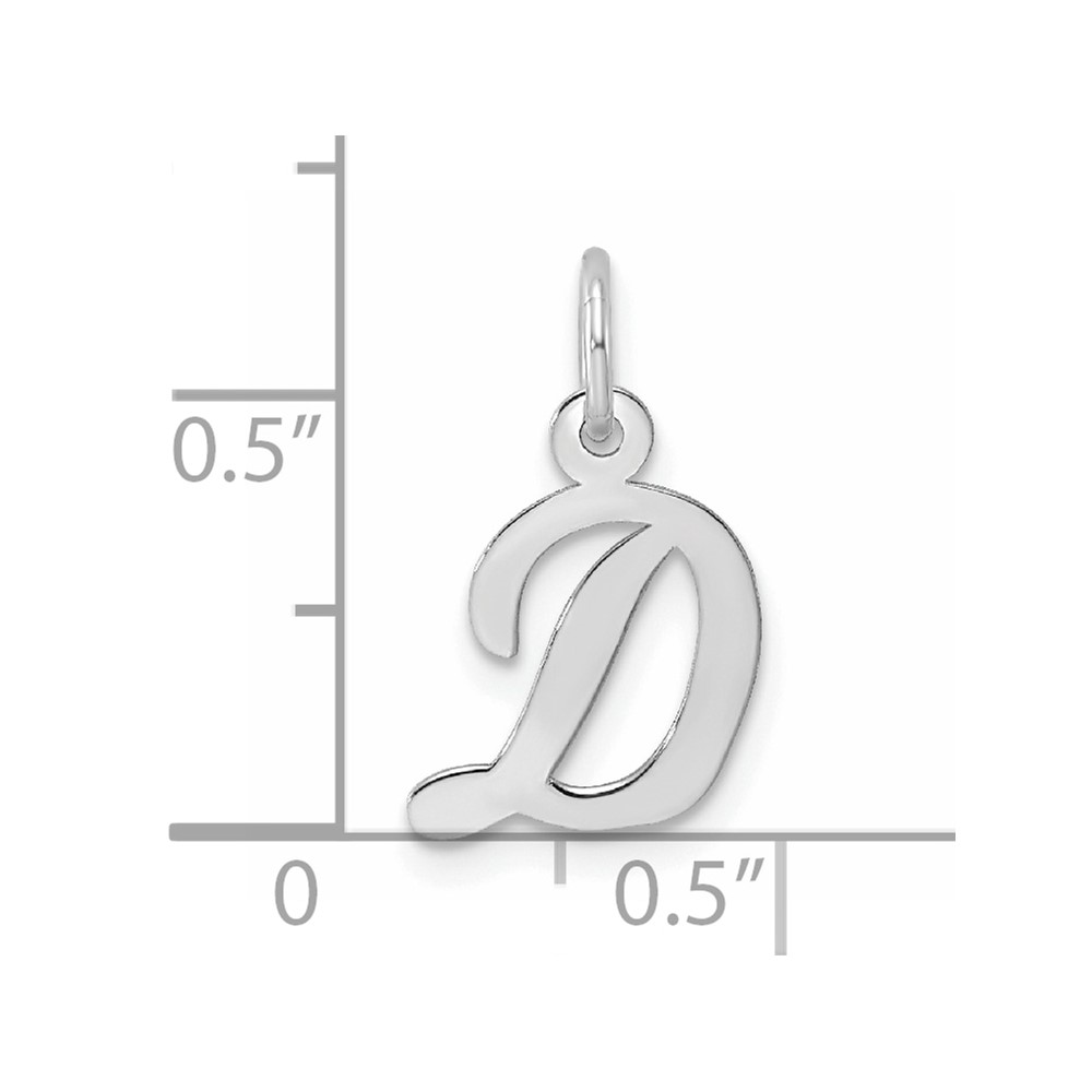 Sterling Silver Rhodium-plated Script Letter D Initial Charm (QC5080D)