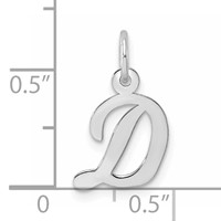 Sterling Silver Rhodium-plated Script Letter D Initial Charm view 4