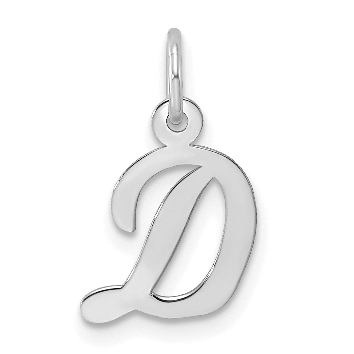 Sterling Silver Rhodium-plated Script Letter D Initial Charm (QC5080D)