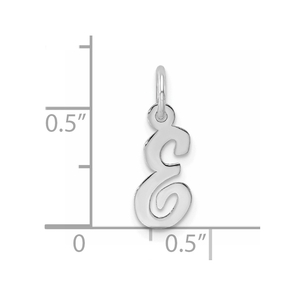Sterling Silver Rhodium-plated Script Letter E Initial Charm (QC5080E)
