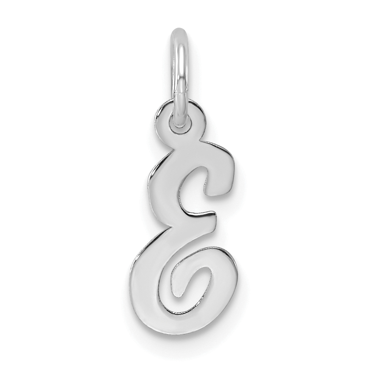 Sterling Silver Rhodium-plated Script Letter E Initial Charm (QC5080E)