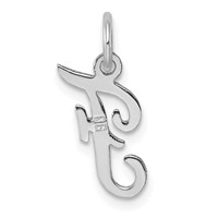 Sterling Silver Rhodium-plated Script Letter F Initial Charm view 4