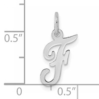 Sterling Silver Rhodium-plated Script Letter F Initial Charm view 3