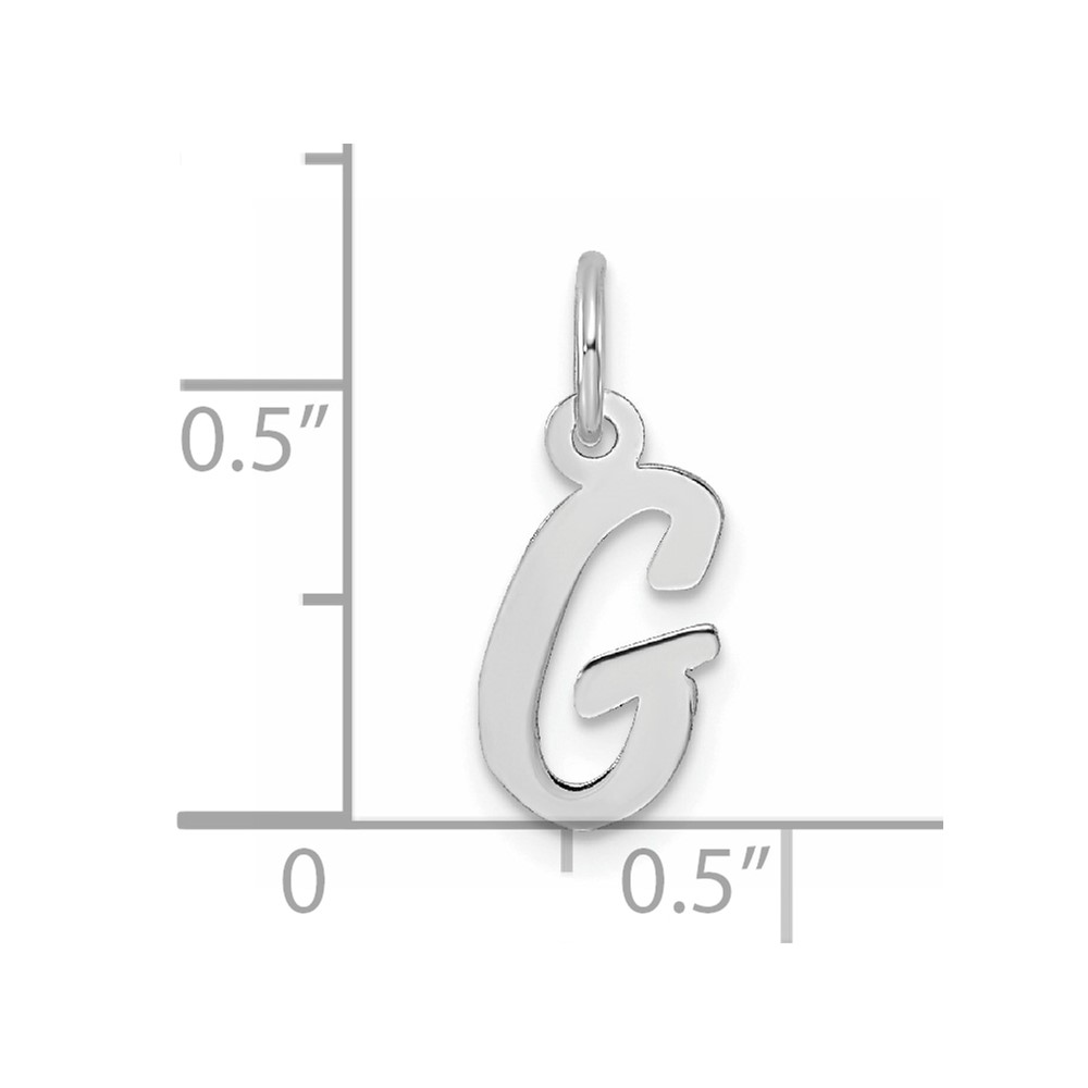 Sterling Silver Rhodium-plated Script Letter G Initial Charm (QC5080G)