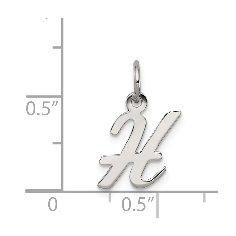 Sterling Silver Rhodium-plated Script Letter H Initial Charm (QC5080H)
