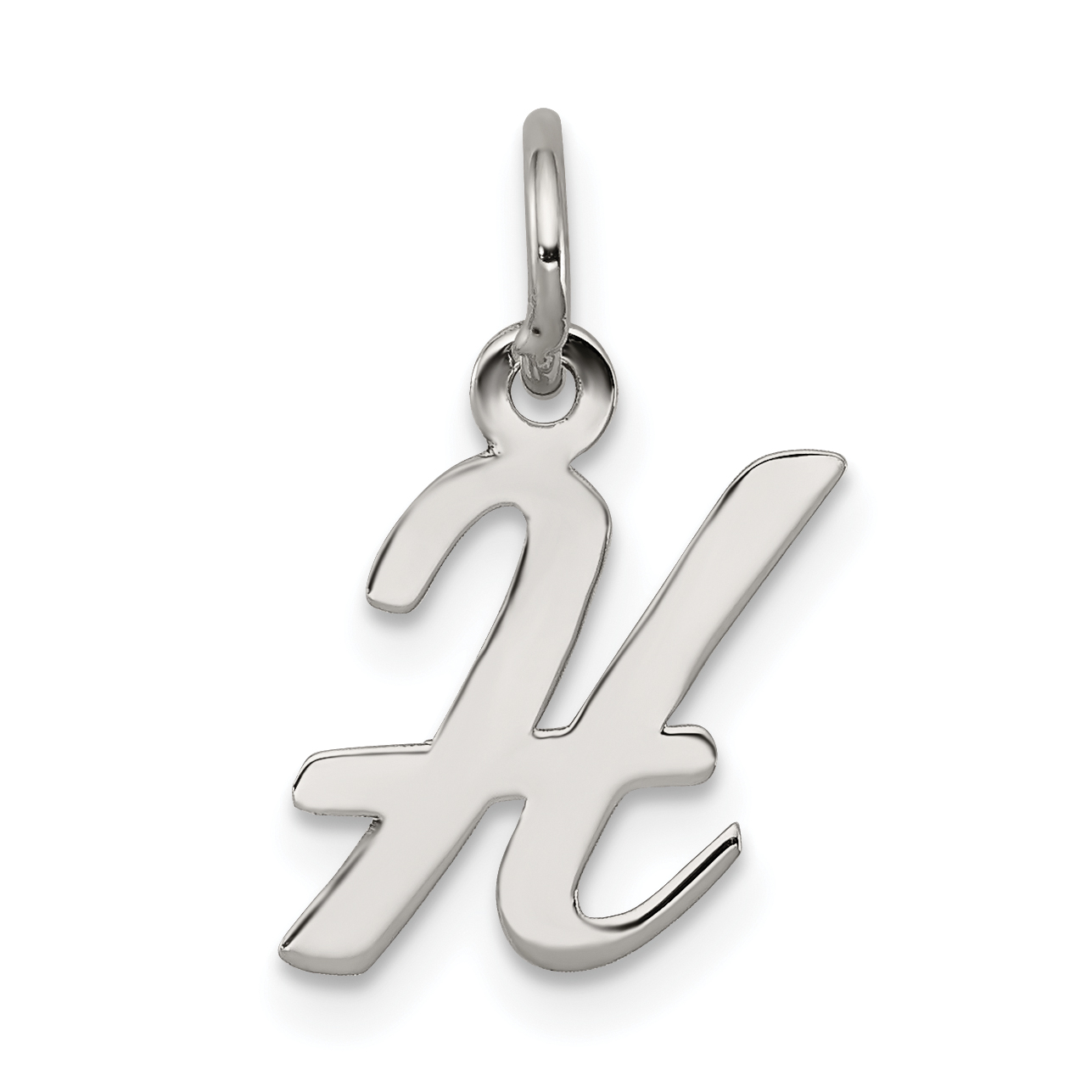 Sterling Silver Rhodium-plated Script Letter H Initial Charm (QC5080H)