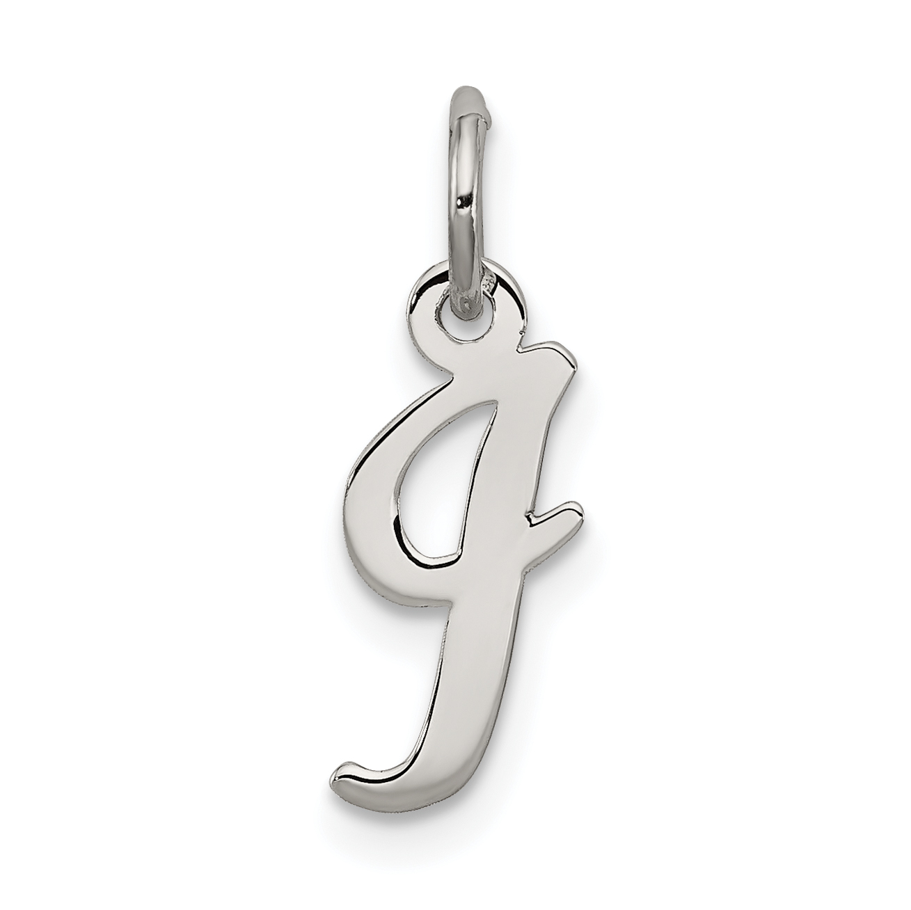 Sterling Silver Rhodium-plated Script Letter I Initial Charm (QC5080I)