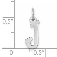 Sterling Silver Rhodium-plated Script Letter J Initial Charm view 3