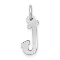 Sterling Silver Rhodium-plated Script Letter J Initial Charm view 1