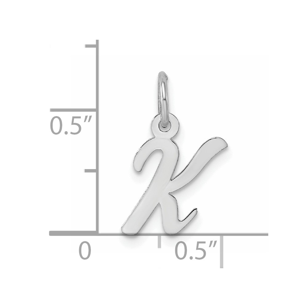 Sterling Silver Rhodium-plated Script Letter K Initial Charm (QC5080K)