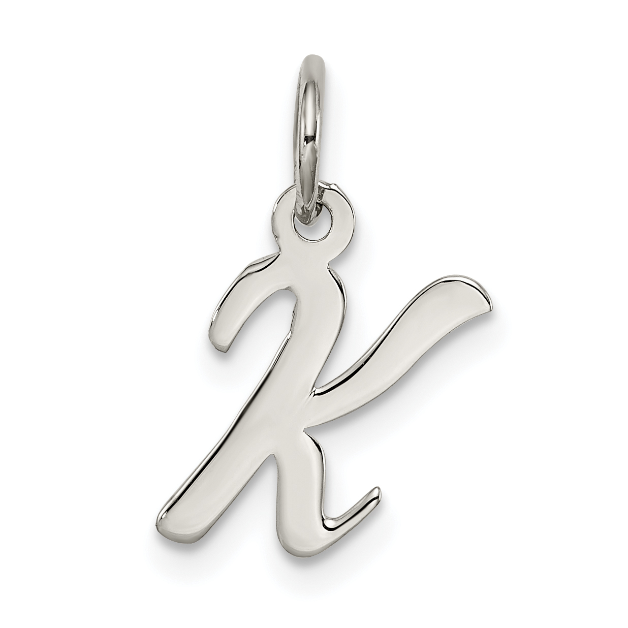 Sterling Silver Rhodium-plated Script Letter K Initial Charm (QC5080K)
