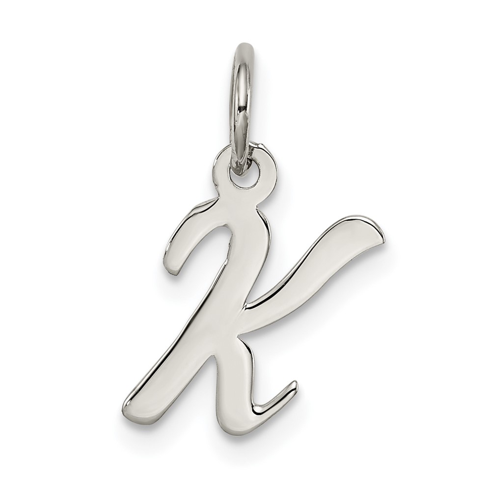 Sterling Silver Rhodium-plated Script Letter K Initial Charm (QC5080K)