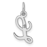 Sterling Silver Rhodium-plated Script Letter L Initial Charm view 3