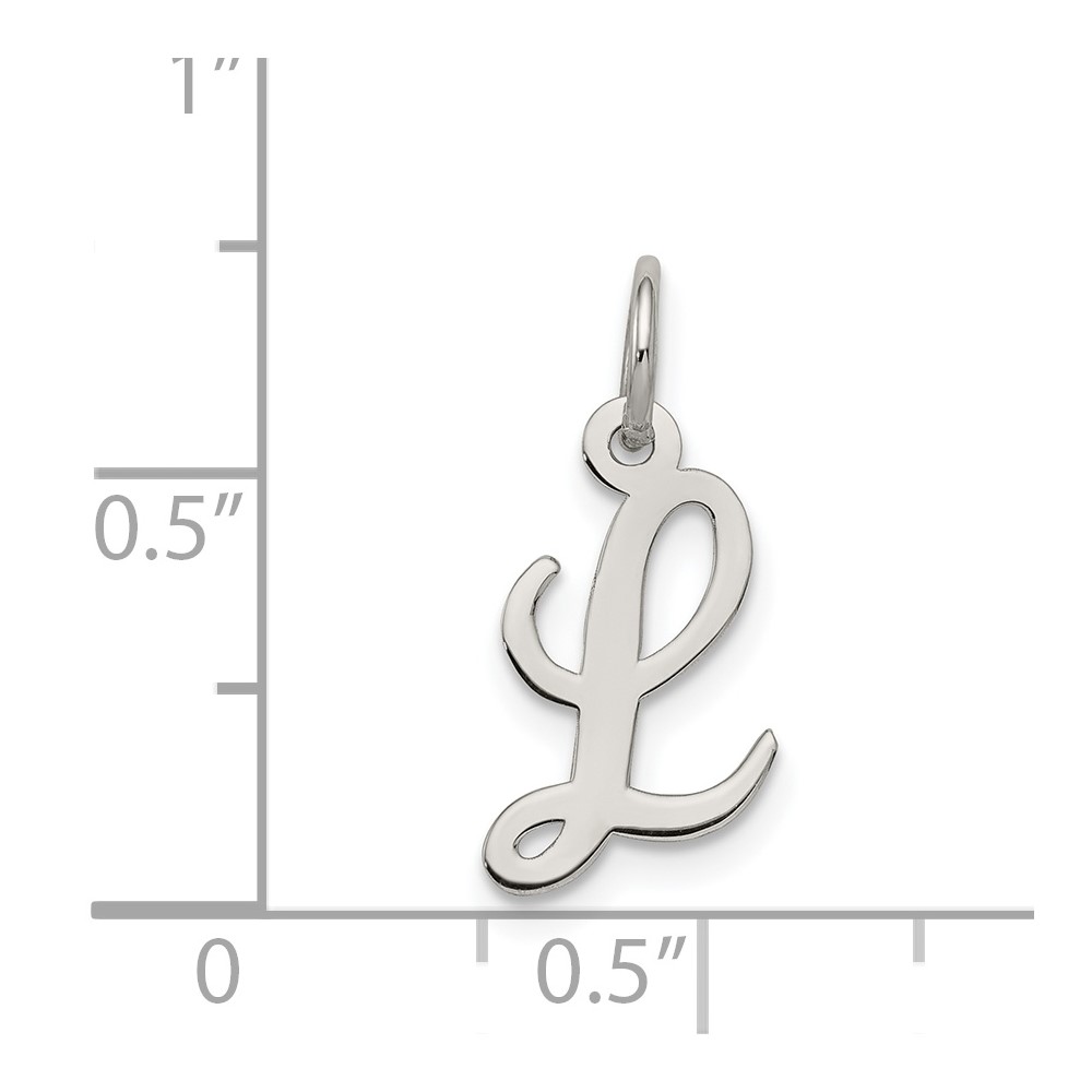 Sterling Silver Rhodium-plated Script Letter L Initial Charm (QC5080L)