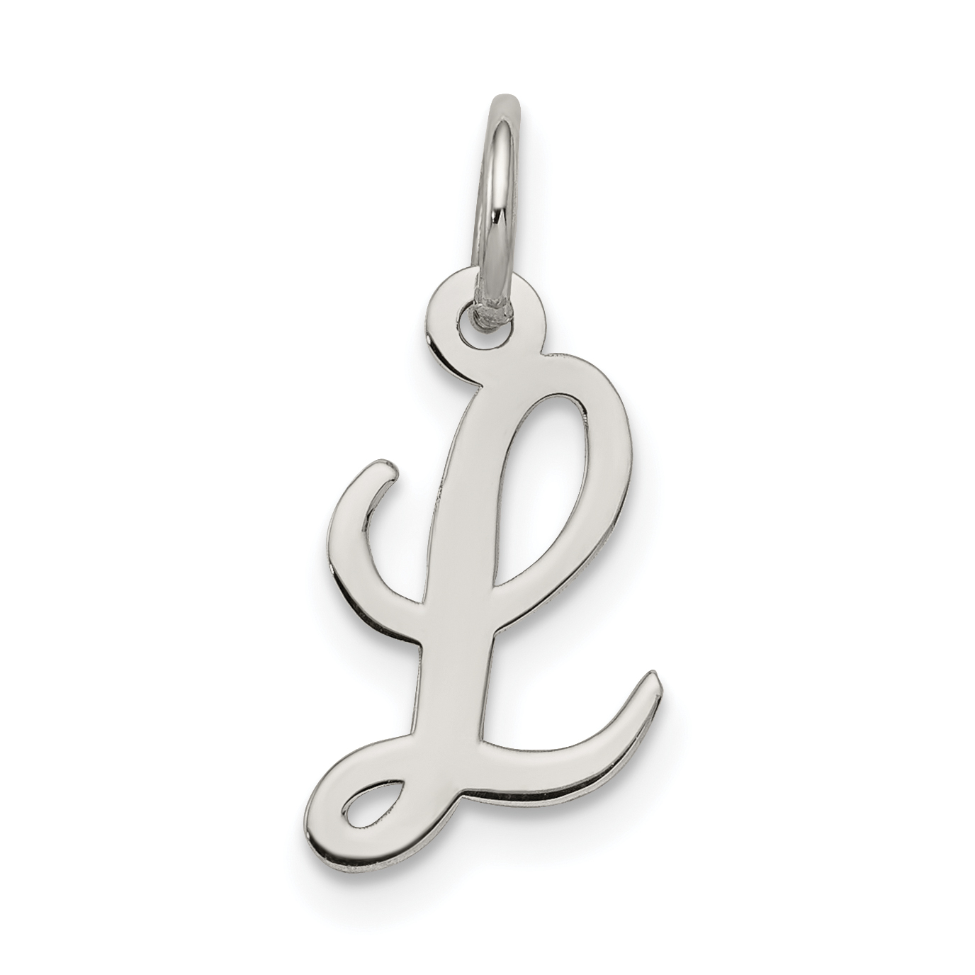 Sterling Silver Rhodium-plated Script Letter L Initial Charm (QC5080L)
