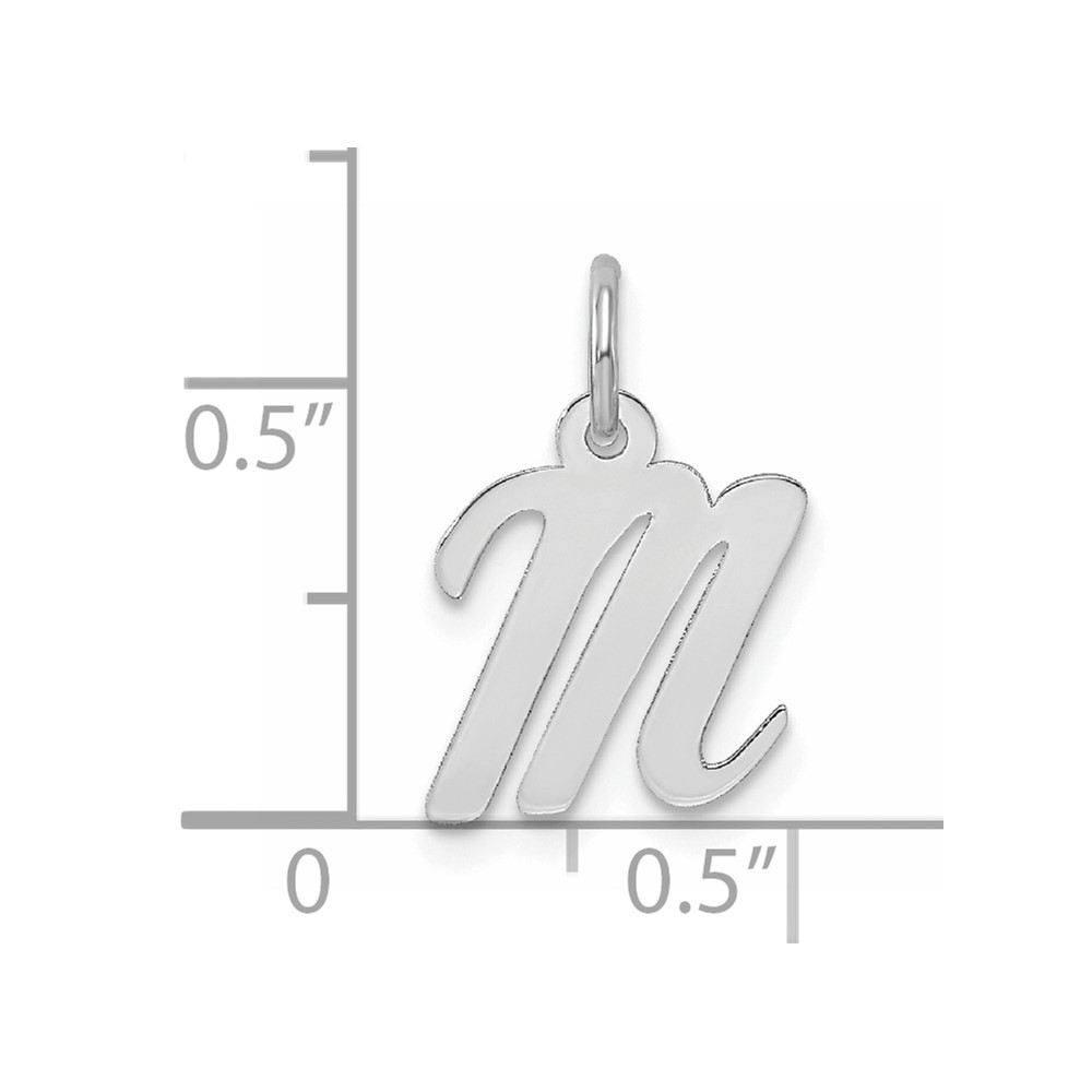 Sterling Silver Rhodium-plated Script Letter M Initial Charm (QC5080M)