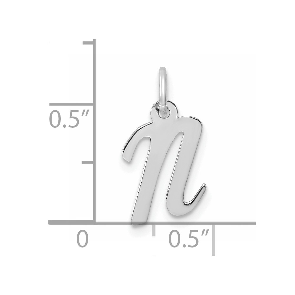 Sterling Silver Rhodium-plated Script Letter N Initial Charm (QC5080N)