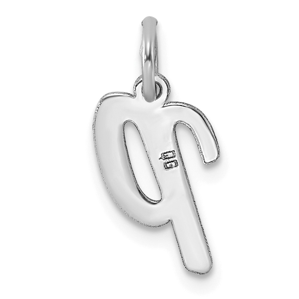 Sterling Silver Rhodium-plated Script Letter P Initial Charm (QC5080P)